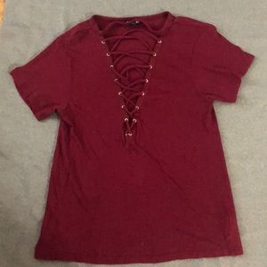 Red low cut top from express